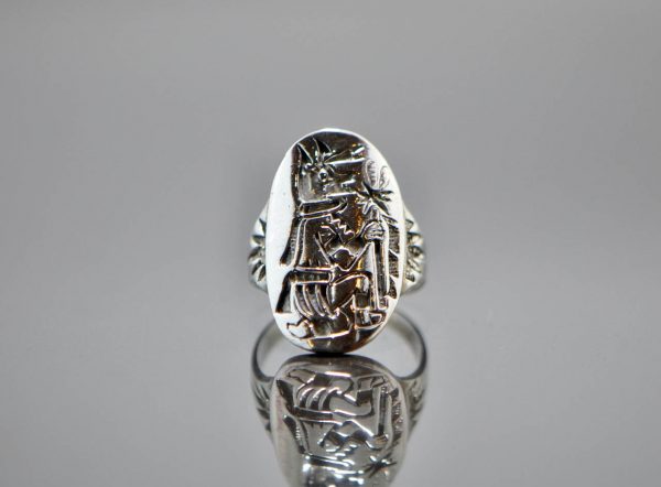 925 Sterling Silver Anubis Shield Ring Egyptian Symbol
