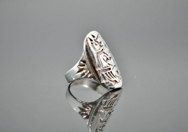 925 Sterling Silver Anubis Shield Ring Egyptian Symbol
