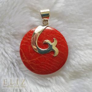 Eliz Sterling Silver 925 Natural Red Coral Pendant Custom Made Gift