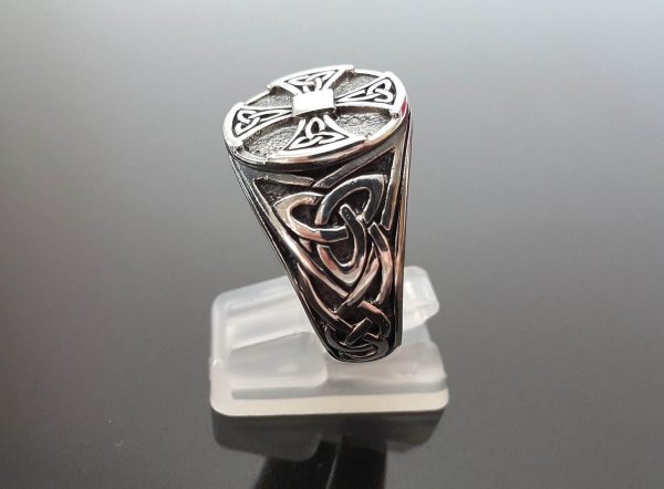 Celtic Knot Cross 925 Sterling Silver Ring Sacred Symbol Viking Pagan Talisman Amulet