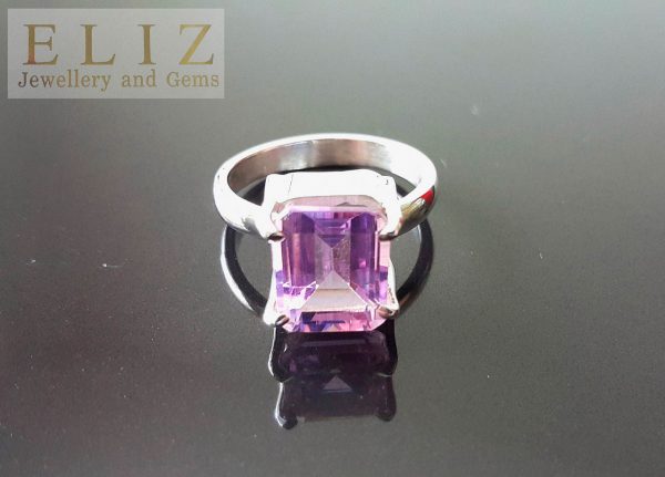 Genuine Brazilian AMETHYST Sterling Silver Ring Octagon Natural Exclusive Gemstone