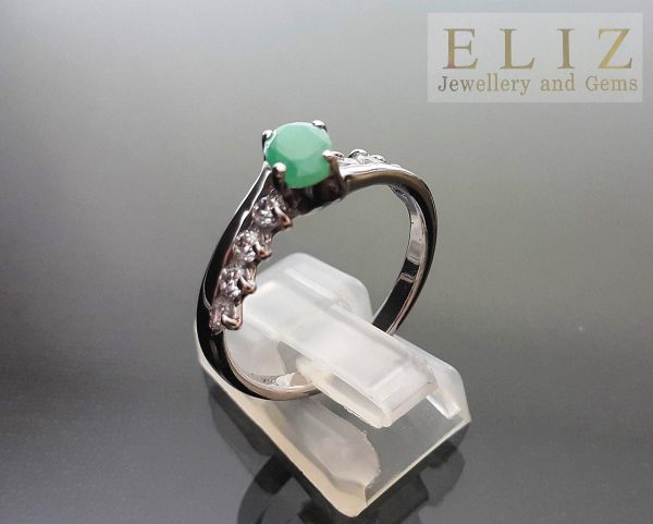 EMERALD Sterling Silver Ring Genuine Precious Gemstone Size 9.75