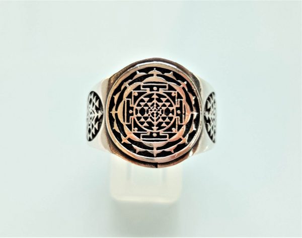 Mandala STERLING SILVER 925 Ring Shri Yantra Sacred Symbol Geometry Harmony Spirituality Talisman Amulet