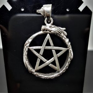 Pentacle 925 Sterling Silver Pendant Pentagram Star Ouroboros Dragon Eating its Tail Sacred Symbols Talisman Protective Amulet Exclusive Gift