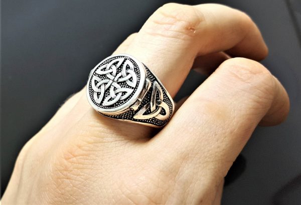 Trinity Celtic Knot Sterling Silver 925 Locket Ring Sacred Symbols Talisman Protective Amulet Occult Secret Compartment