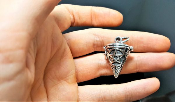 925 Sterling Silver Locket Pendant Pentagram Star Trinity Celtic Knot Sacred Symbols Talisman Protective Amulet Occult Secret Compartment