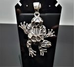 Frog 925 Sterling Silver Pendant Black Onyx Eye Large Frog Good Luck Ring Talisman Amulet Exclusive Design