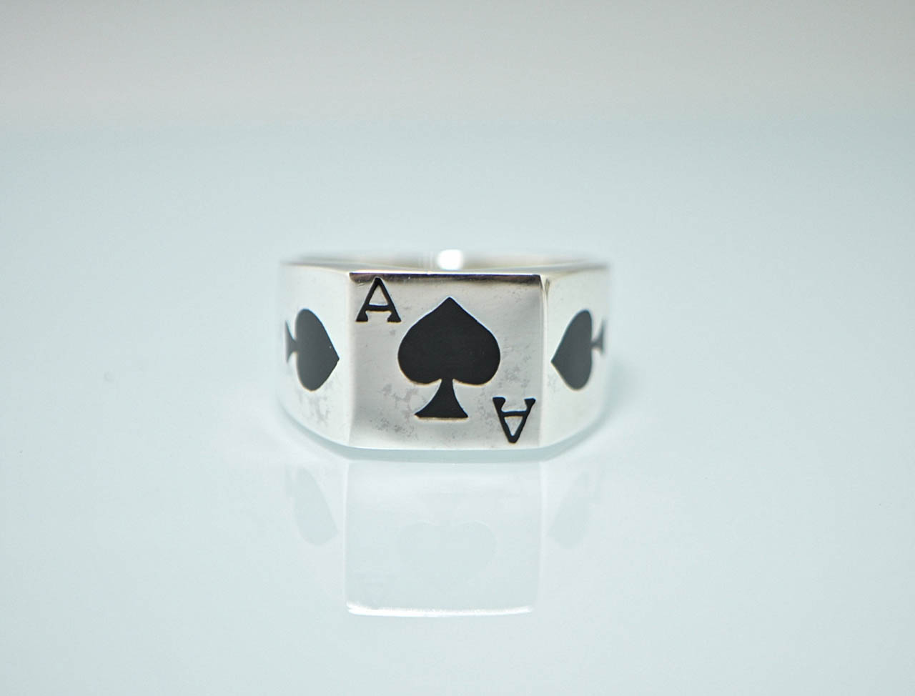 Ace Of Spades 925 STERLING SILVER Ring Gambler Cards Good Luck Winner ...