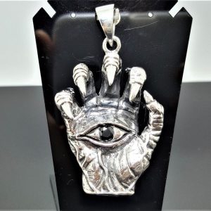 All Seeing Eye Hand STERLING SILVER 925 Claw All Seeing Eye Of Providence Exclusive Design Pendant HEAVY 48 grams