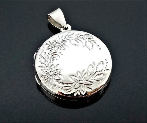 Locket STERLING SILVER 925 Pendant Floral Design Picture Frame Talisman Amulet Good Luck Gift