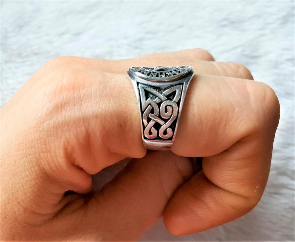 Pentagram Star 925 Sterling Silver Ring Pentacle Runes Runic Sacred Symbols Wicca Talisman Protective Amulet Exclusive Gift