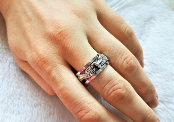 Ouroboros 925 Sterling Silver Spinner Ring Chinese DRAGON its eating Unisex Spinner Harmony Anti Stress Fidget Meditation Kinetic