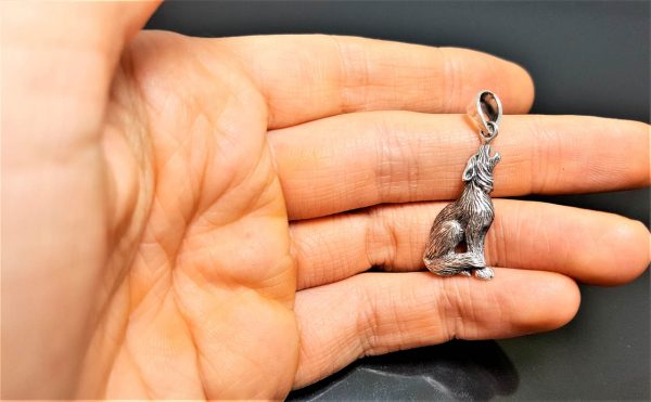 Howling Wolf Pendant 925 Sterling Silver Talisman Protective Amulet Totem Animal