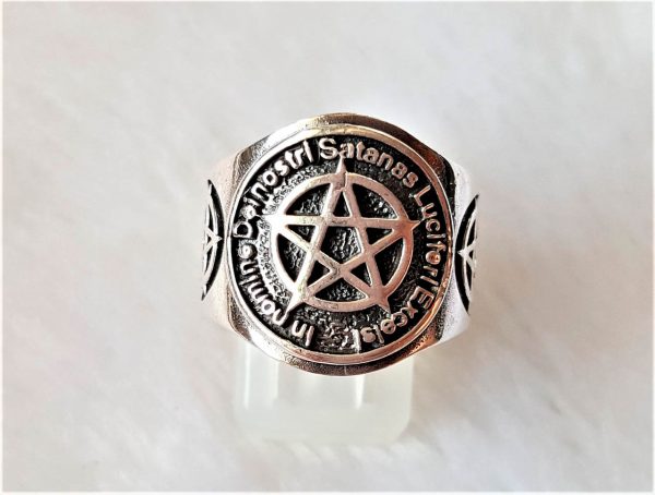 Pentagram 925 Sterling Silver Ring Star Lucifer Occult Sacred Symbols Gothic Medieval Gift