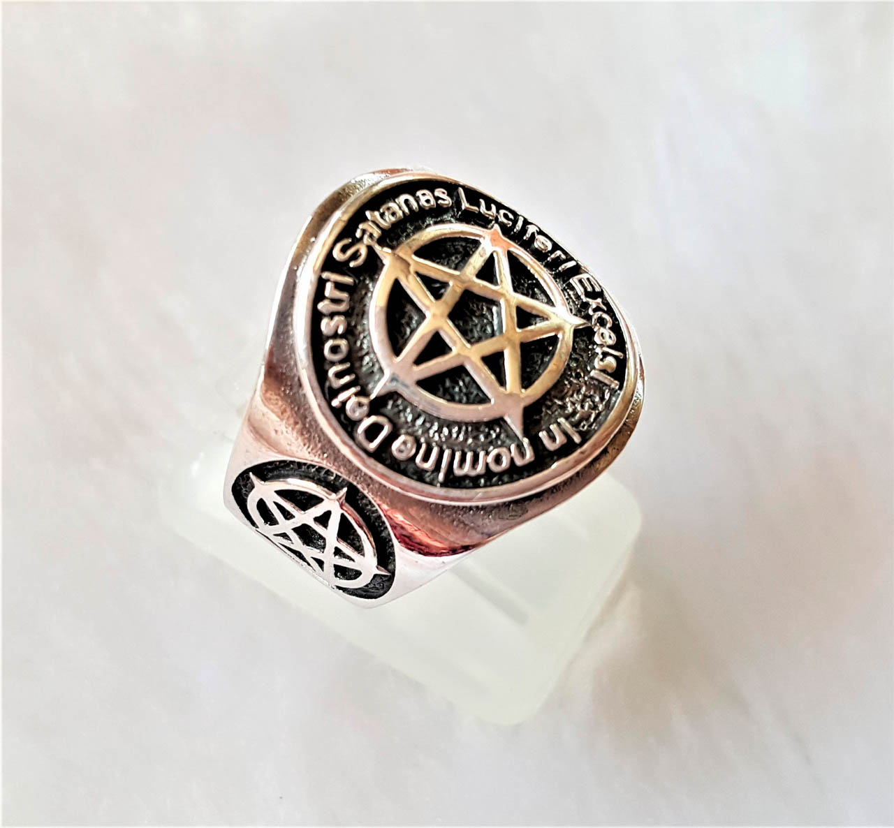Pentagram 925 Sterling Silver Ring Star Lucifer Occult Sacred Symbols ...