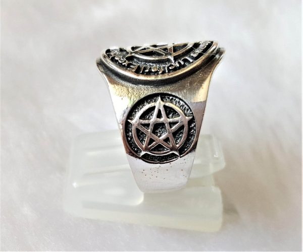 Pentagram 925 Sterling Silver Ring Star Lucifer Occult Sacred Symbols Gothic Medieval Gift