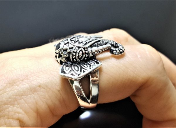 Elephant 925 Sterling Silver Ring Ganesha Blessing Lord of Success Wealth Wisdom Ohm Aum Talisman Amulet Good Luck