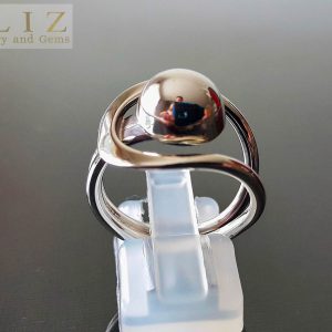 Solid Sterling Silver 925 Ring Ball Sphere