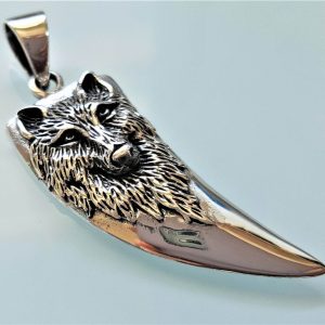 Wolf Fang Claw STERLING SILVER 925 Pendant Viking Wolf Talisman Amulet