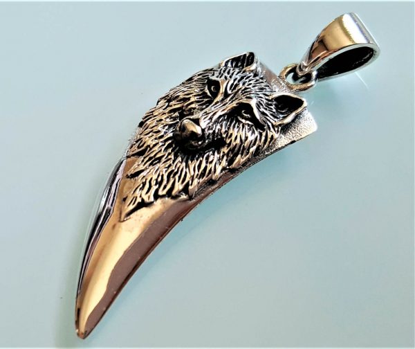 Wolf Fang Claw STERLING SILVER 925 Pendant Viking Wolf Talisman Amulet