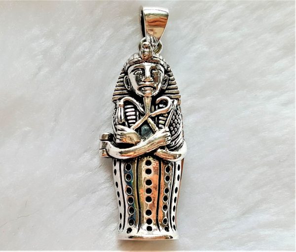 Pharaoh Mummy Locket Pendant 925 STERLING SILVER Cleopatra Egypt Poison Ancient Spirit Talisman Amulet Exclusive Design Heavy 27 grams