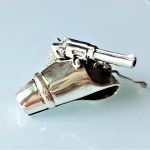 Handgun 925 Sterling Silver Pendant Western Gun Revolver Slinger Holster Exclusive Handmade Heavy Solid Silver 21,5 Grams