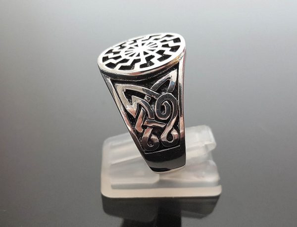 925 Sterling Silver Ring Stunning Mammen Ornament Sun Symbol Viking Pagan Talisman Amulet