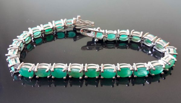 Emerald Tennis Bracelet STERLING SILVER 925 Genuine Untreated Faceted EMERALD 8 inches Exclusive Quality