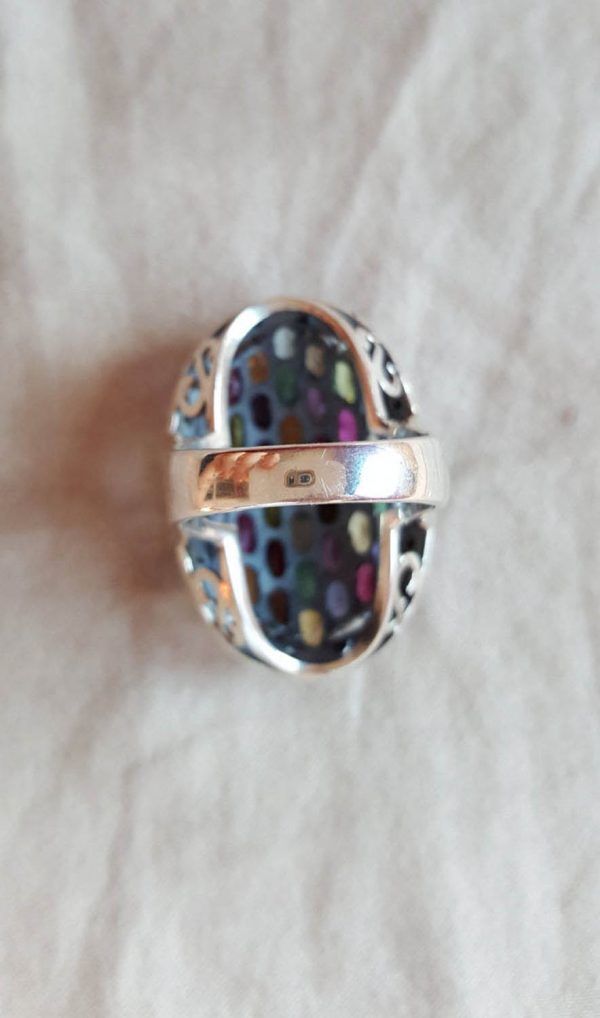 925 Sterling Silver Ring Genuine Precious Gemstones Multi Stone & Marcasite Emerald Ruby Blue Topaz Sapphire Amethyst Citrine Garnet