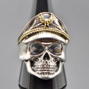 Skull 925 Sterling Silver Ring Skull Captain Union Soldier Comander Skull Biker Rocker Goth
