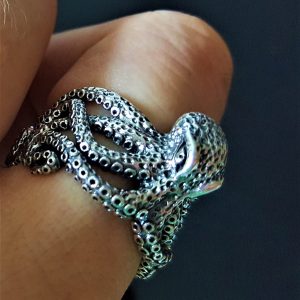 Octopus Ring 925 Sterling Silver OCTOPUS Ocean Sea Animal Good Luck Talisman Exclusive Gift