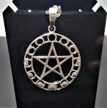 Pentagram STERLING SILVER 925 Moon Phases Five Pointed Star Energy Balance Astrology Sacred Symbols Talisman Amulet
