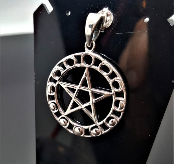 Pentagram STERLING SILVER 925 Moon Phases Five Pointed Star Energy Balance Astrology Sacred Symbols Talisman Amulet