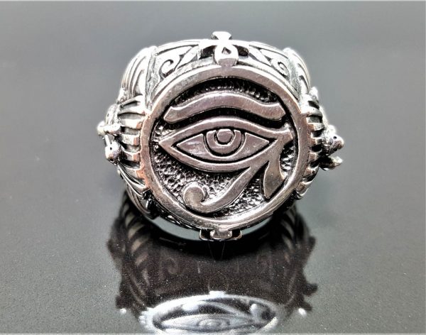 Eye of Horus Ring STERLING SILVER 925 Ankh Symbol Pharaoh Pyramid Sacred Symbols Ancient Egyptian Symbols of Life