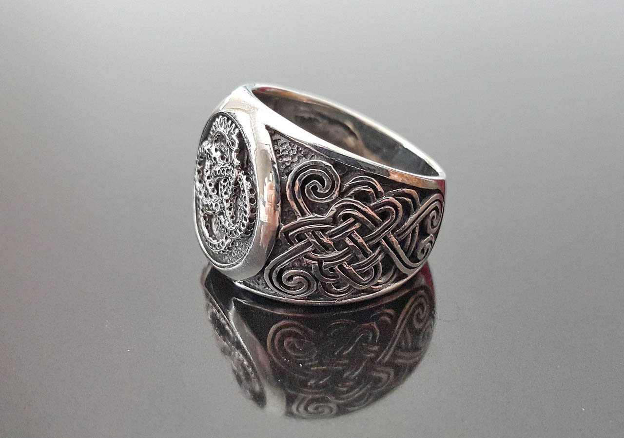Ouroboros 925 Sterling Silver Ring Viking Celtic Unique Norse Urnes ...