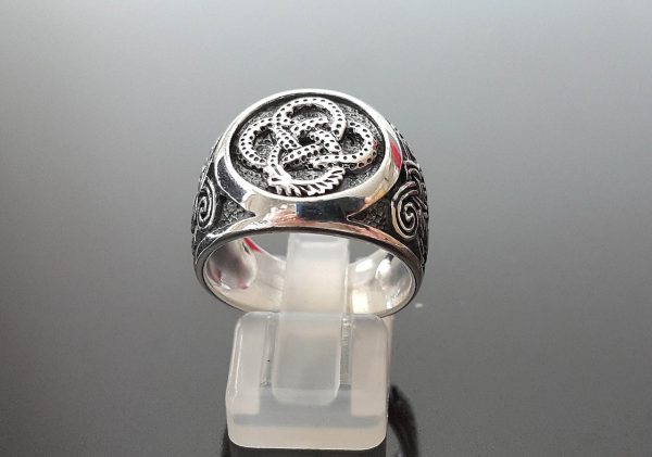 Ouroboros 925 Sterling Silver Ring Viking Celtic Unique Norse Urnes Ornament Talisman Amulet