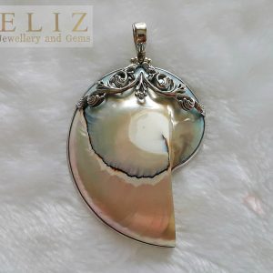 Shell Pendant 925 Sterling Silver Large Natural Nautilus Indonesian Kundalini Energy Ocean Shell 90 mm