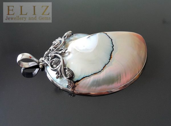 Shell Pendant 925 Sterling Silver Large Natural Nautilus Indonesian Kundalini Energy Ocean Shell 90 mm