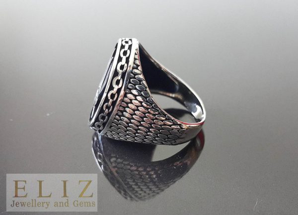 Sterling Silver 925 Ring Two Swords Arabic Turkish Oxidized Silver Exclusive Design Talisman Amulet