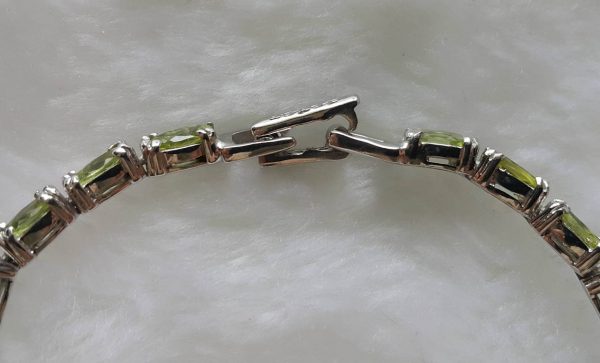 Peridot Bracelet Sterling Silver 925 Genuine Precious Gemstones Marquise Shape Natural Stones 7.5 inches