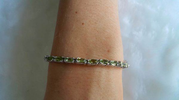Peridot Bracelet Sterling Silver 925 Genuine Precious Gemstones Marquise Shape Natural Stones 7.5 inches