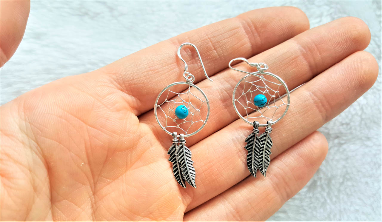 Buy 925forher Big Dream Catcher Earrings Sterling Silver Turquoise Dream  Catcher Dangle Earrings Native Dream Catcher Jewelry Made in USA Online in  India - Etsy