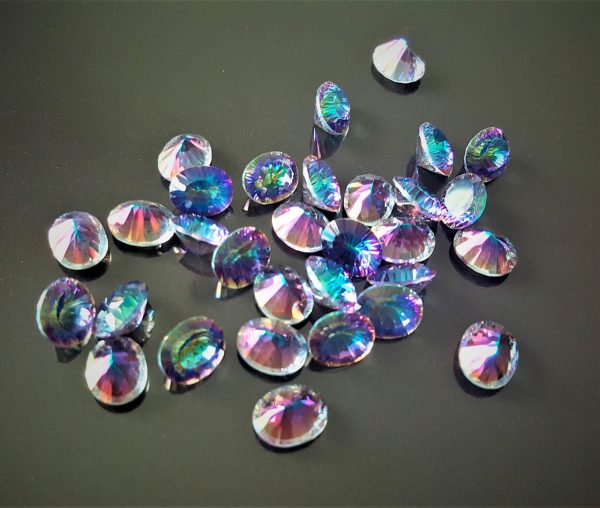 10 pcs LOT Loose Blue Mystic Topaz Genuine Gemstones  Multi Color 8x10 mm OVAL Concave Cut Stone Faceted