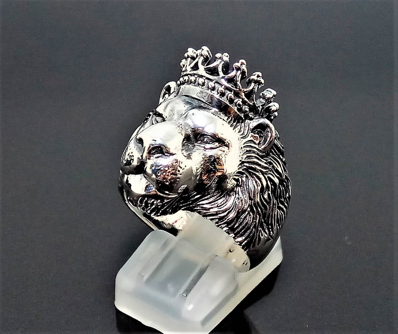 Lion Ring With Black Obsidian - FreshPickedJewels.com