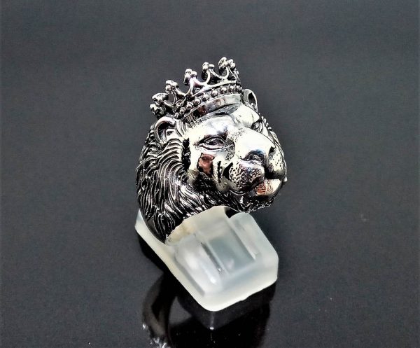 Lion Ring 925 STERLING SILVER Crowned LION Head Crown Royal Power Leo Lion King Exclusive Design Gift Talisman Heavy 19 grams