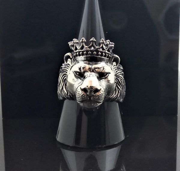 Lion Ring 925 STERLING SILVER Crowned LION Head Crown Royal Power Leo Lion King Exclusive Design Gift Talisman Heavy 19 grams