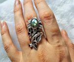 Flower Ring Sterling Silver 925 Natural Labradorite Genuine Amethyst Sunflower Exclusive Handmade One of a kind Flower Bouquet Size Adjustable
