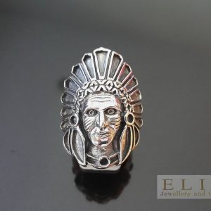 American Indian Chief Ring 925 Sterling Silver Tribal Chief Handmade Exclusive Design Heavy 19 grams