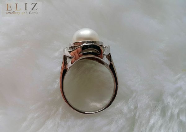 Sterling Silver 925 Natural Freshwater Pearl & Cubic Zirconia Size 7.5