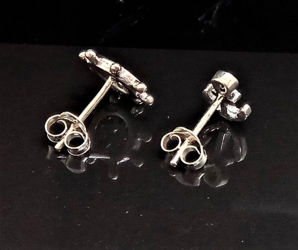 Anchor & Steering Wheel Stud Earrings STERLING SILVER 925 Sailor Talisman Protective Amulet